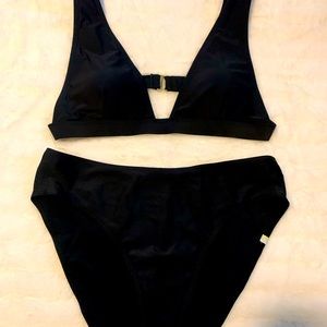 Summersalt Plunge Bikini Top and High Leg Mid-Rise Bikini Bottom